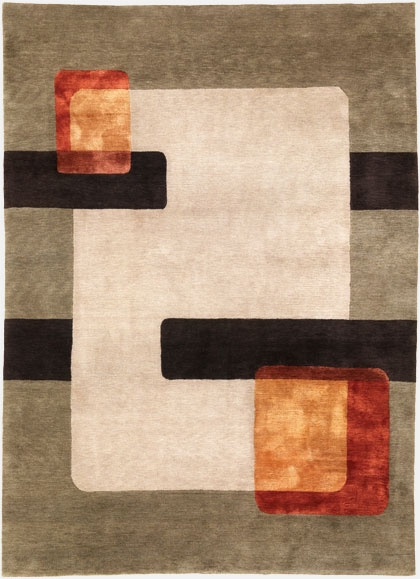 Patterned handmade rug by London-based Deirdre Dyson  
